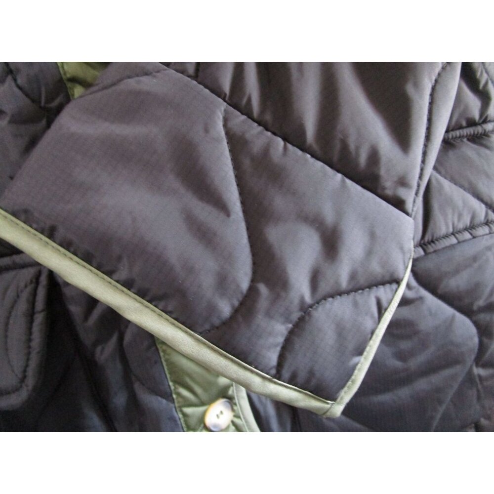 Aaron Amber Small Quilted Nylon Jacket Black Green Button Front NY Co New - Picture 14 of 16